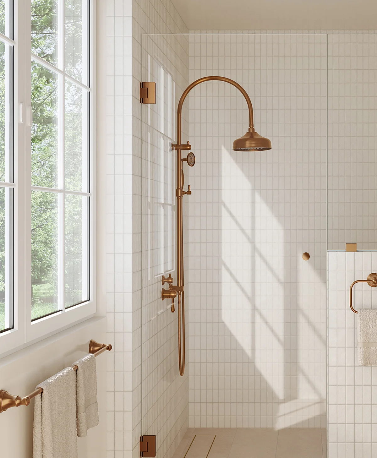 Kingsley Shower Set in brushed brass